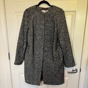 Boden Black and white Herringbone tweed wool blend coat,  US size 10R